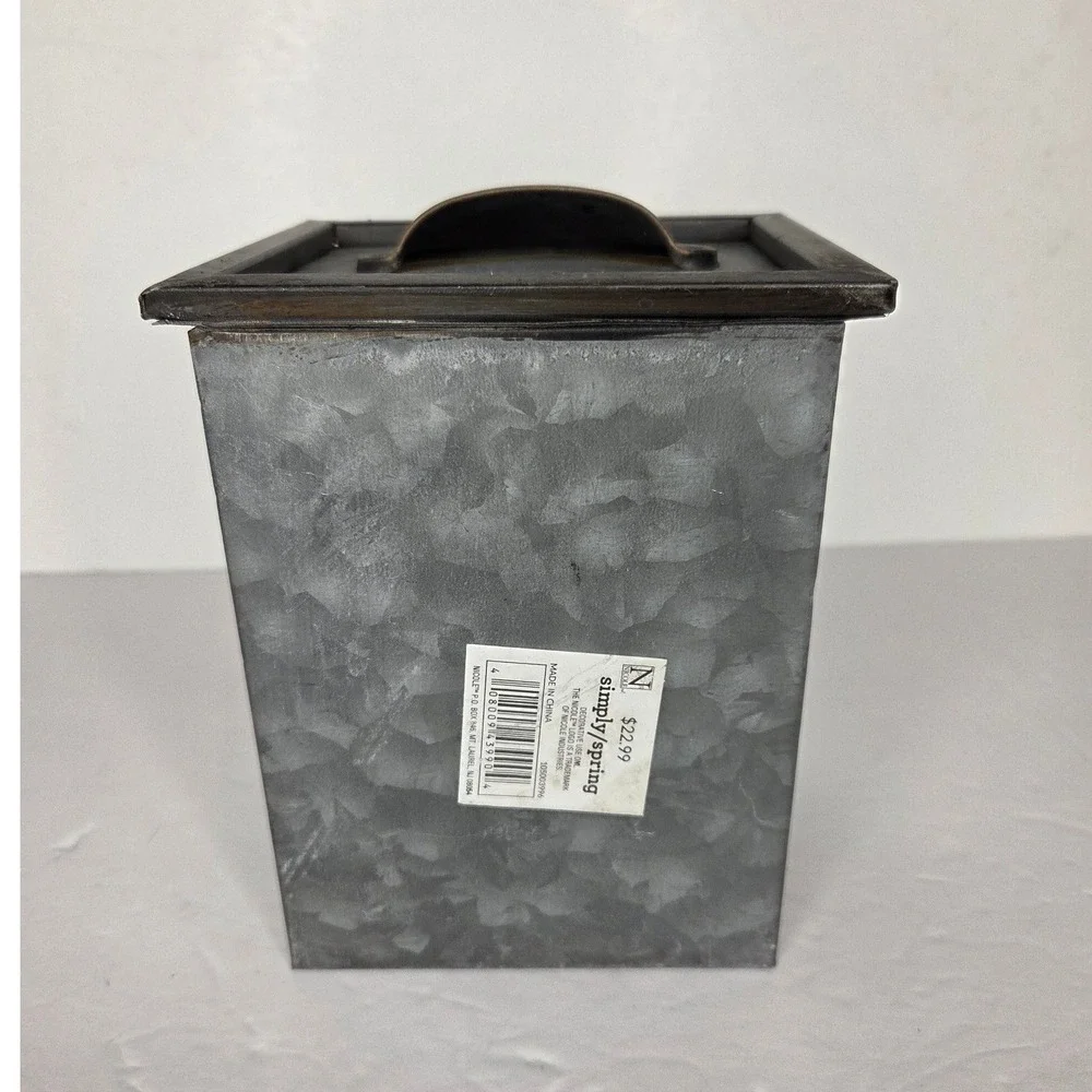Galvanized Metal Card Catalog Drawer Storage Bin Rustic Farmhouse Vignette
